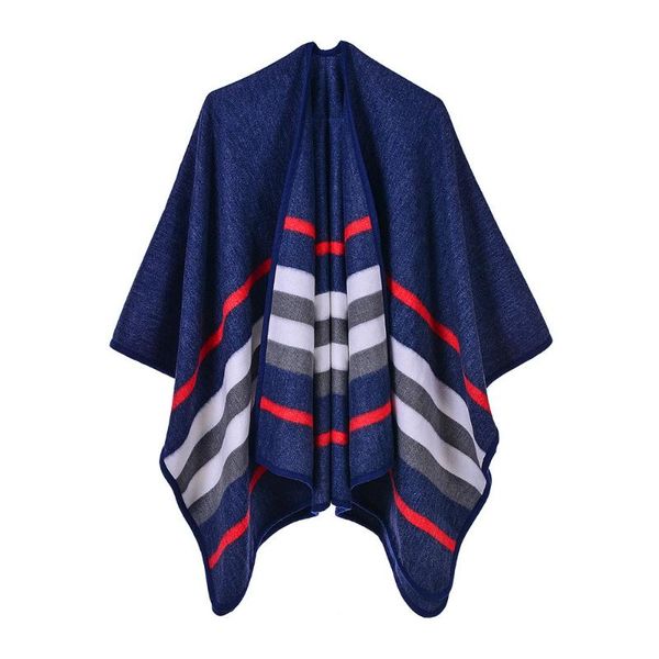 blue striped poncho warm soft shawls pallium artificial cashmere chal autumn winter mantilla scarf female muffler, Blue;gray
blue striped poncho warm soft shawls pallium artificial cashmere chal autumn winter mantilla scarf female muffler, Blue;gray