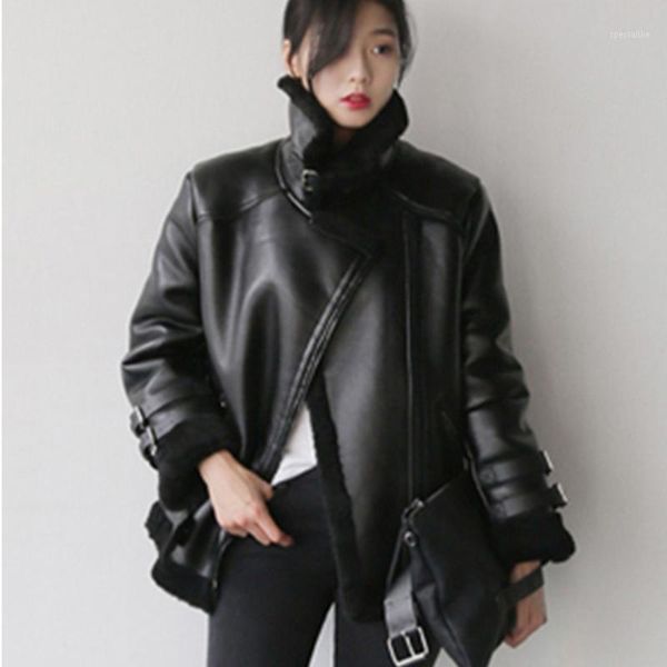 warm fashion spring autumn new thicken zipper long sleeves turn-down collar pockets loose coat female jacket leather coat cy3681, Black
warm fashion spring autumn new thicken zipper long sleeves turn-down collar pockets loose coat female jacket leather coat cy3681, Black