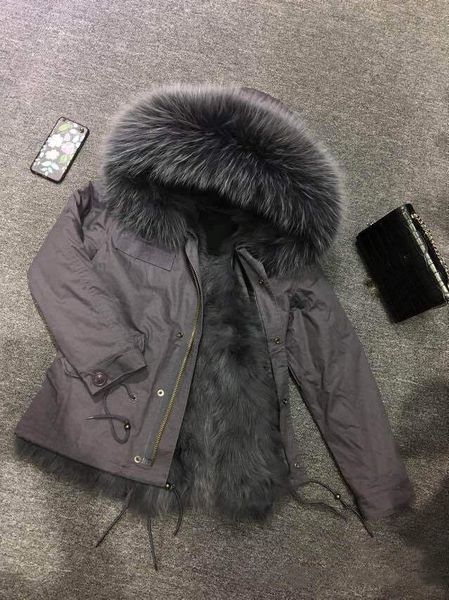 short style dark grey raccoon fur trim hoody mukla furs brand dark grey fox fur lining gray mini jackets, Black
short style dark grey raccoon fur trim hoody mukla furs brand dark grey fox fur lining gray mini jackets, Black
