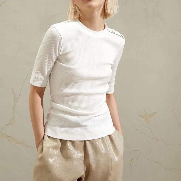 women's t-shirt knit short sleeve shoulder buttons white black tee 2021 spring summer
women's t-shirt knit short sleeve shoulder buttons white black tee 2021 spring summer