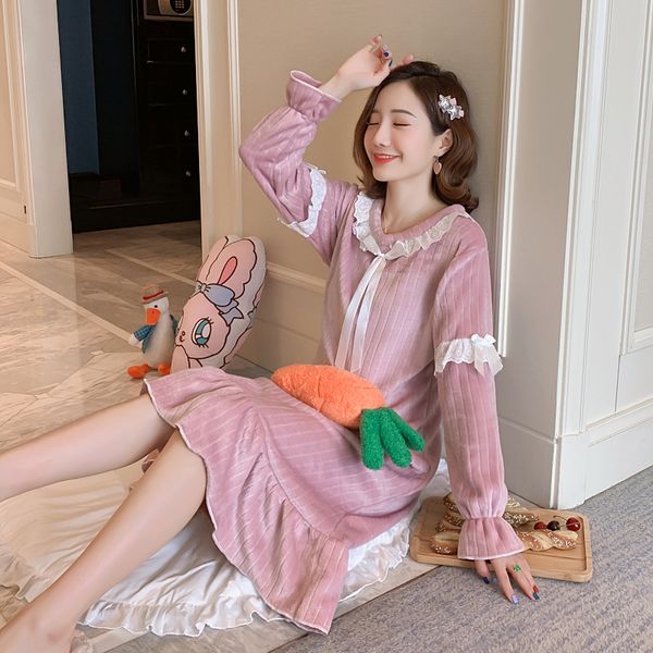 Autumn Winter Warm Kimono Bathrobe Sexy Flannel Nightgown Female Nightdress Sleepwear Coral Fleece Princess Home Dressing Gown, Pink a
Autumn Winter Warm Kimono Bathrobe Sexy Flannel Nightgown Female Nightdress Sleepwear Coral Fleece Princess Home Dressing Gown, Pink a