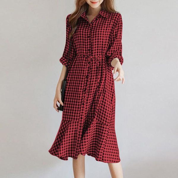 zanzea 2020 stylish check shirt dress women's spring sundress casual long sleeve midi vestido female lapel ruffle robe oversized, Black;gray
zanzea 2020 stylish check shirt dress women's spring sundress casual long sleeve midi vestido female lapel ruffle robe oversized, Black;gray