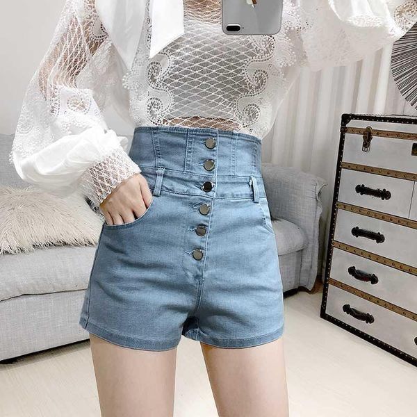 2020 spring new korean-style single-breasted high-waist denim shorts women's wide-leg stretch slim-fit jean shorts denim pants1, Blue
2020 spring new korean-style single-breasted high-waist denim shorts women's wide-leg stretch slim-fit jean shorts denim pants1, Blue