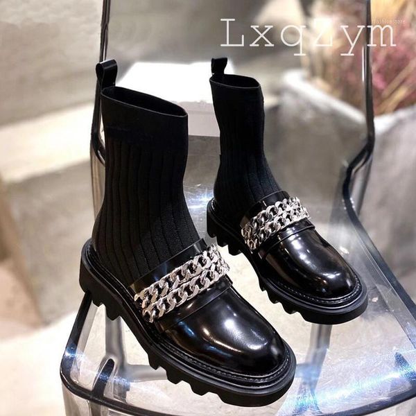boots gothic punk women ankle genuine leather metal chain casual ladies flat platform fashion short1, Black
boots gothic punk women ankle genuine leather metal chain casual ladies flat platform fashion short1, Black