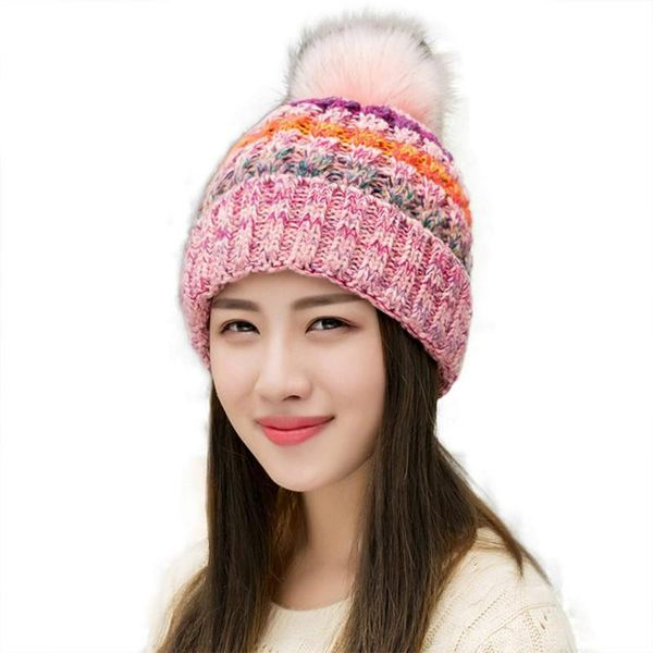 beanie/skull caps winter warm real large faux fur pom beanie for woman pink color hats teenager girl striped cute style 10059, Blue;gray
beanie/skull caps winter warm real large faux fur pom beanie for woman pink color hats teenager girl striped cute style 10059, Blue;gray