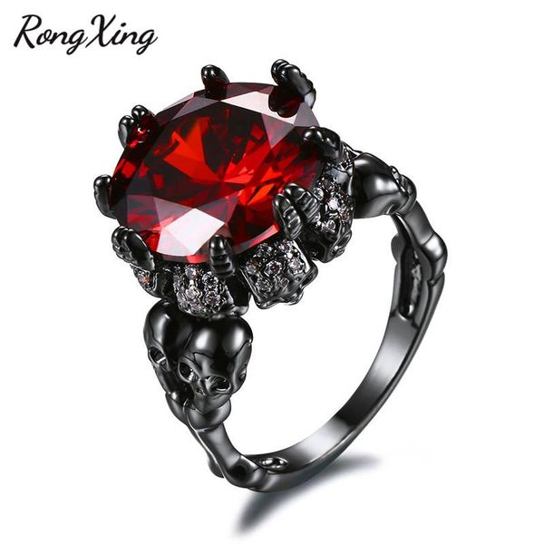 cluster rings rongxing antique red crystal zircon for women vintage black gold filled double skull ring punk jewelry halloween accessory, Golden;silver
cluster rings rongxing antique red crystal zircon for women vintage black gold filled double skull ring punk jewelry halloween accessory, Golden;silver