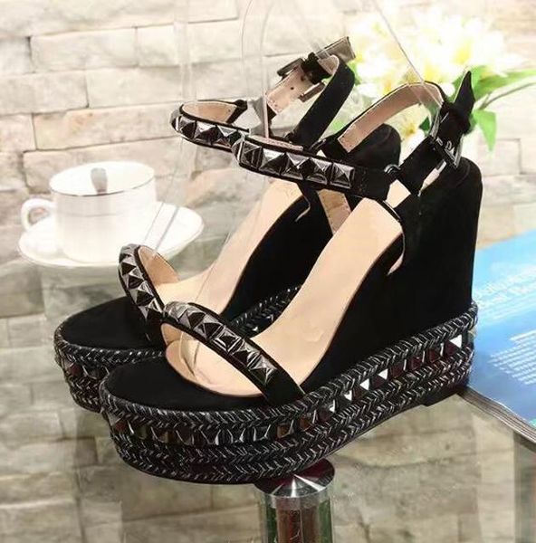 women high heels rivets sandal wedge platform sandals ladies wedge sandals leather round toe fashion sandals, Black
women high heels rivets sandal wedge platform sandals ladies wedge sandals leather round toe fashion sandals, Black