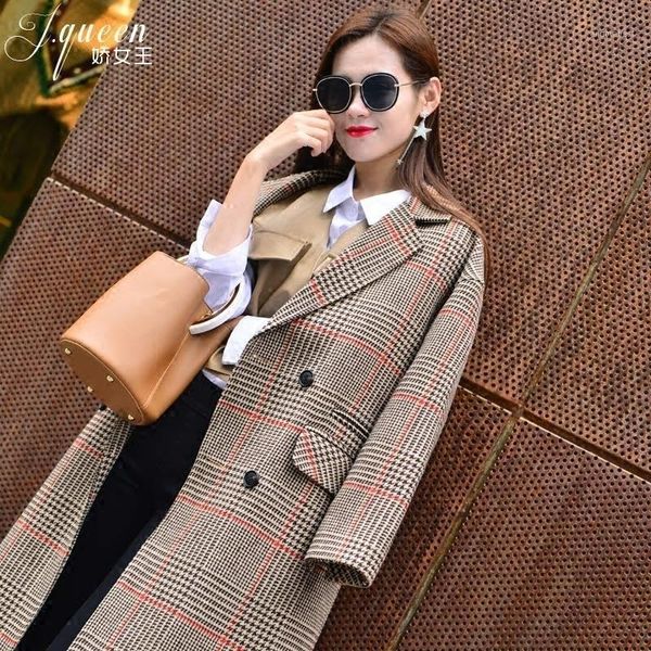 autumn winter trench plaid coat for women vintage office lady x long jacket woolen women plaid coats 2020 oversize outwear1, Black
autumn winter trench plaid coat for women vintage office lady x long jacket woolen women plaid coats 2020 oversize outwear1, Black