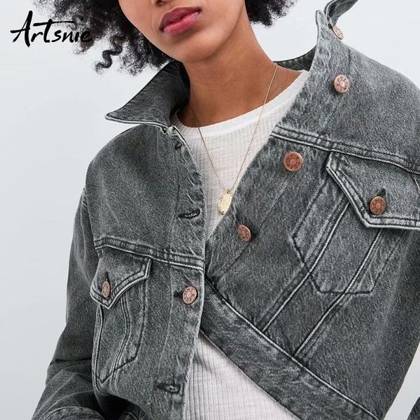 artsnie streetwear casual gray denim women jacket spring 2019 turn down collar double pockets jeans girls coat jaquetas feminino1, Black;brown
artsnie streetwear casual gray denim women jacket spring 2019 turn down collar double pockets jeans girls coat jaquetas feminino1, Black;brown