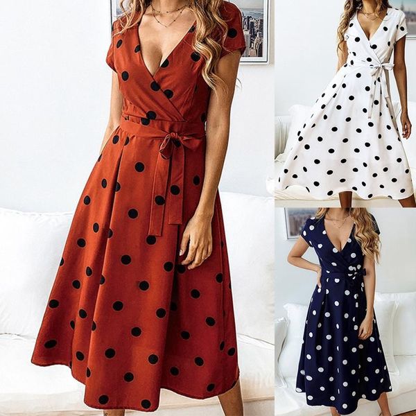 casual dresses fashion polka dot summer a-line skirt v-neck short sleeve dress, Black;gray
casual dresses fashion polka dot summer a-line skirt v-neck short sleeve dress, Black;gray