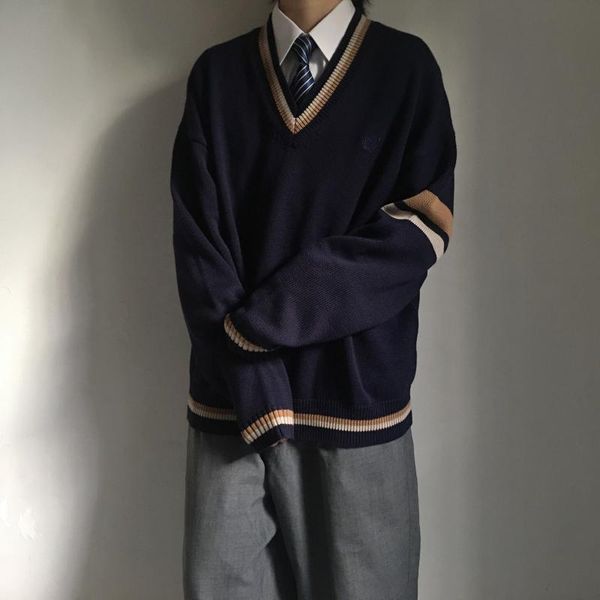 men's sweaters men spring autumn jk v-neck embroideried knitted sweater shirt preppy style couple casual pullovers clothes uniform outw, White;black
men's sweaters men spring autumn jk v-neck embroideried knitted sweater shirt preppy style couple casual pullovers clothes uniform outw, White;black