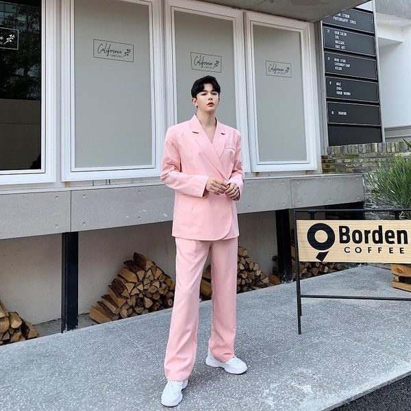 men 2 pcs sets (jacket+pant) pink blazer jacket high street fashion casual suit male women party stage show singer suits coat1, White;black
men 2 pcs sets (jacket+pant) pink blazer jacket high street fashion casual suit male women party stage show singer suits coat1, White;black