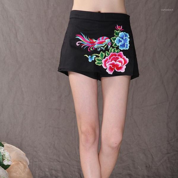 women's shorts summer national wind embroidered skirt features chinese casual vestidos1, White;black
women's shorts summer national wind embroidered skirt features chinese casual vestidos1, White;black