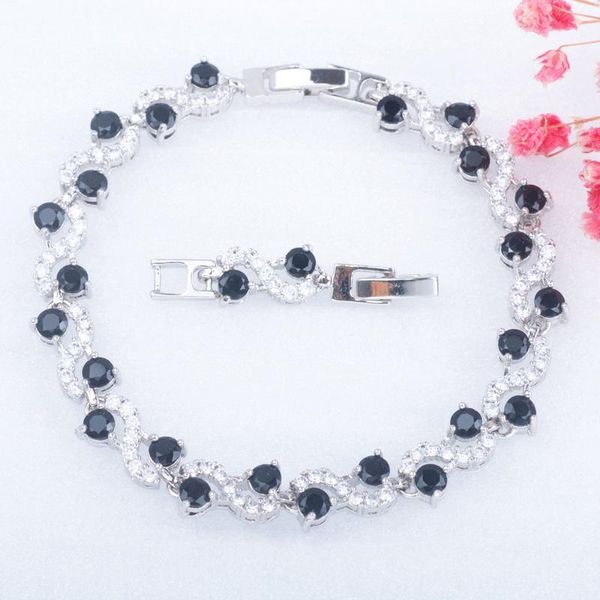 link, chain black cubic zirconia bracelets wedding jewelry for women russian style silver color charm crystal female bangles 2021
link, chain black cubic zirconia bracelets wedding jewelry for women russian style silver color charm crystal female bangles 2021