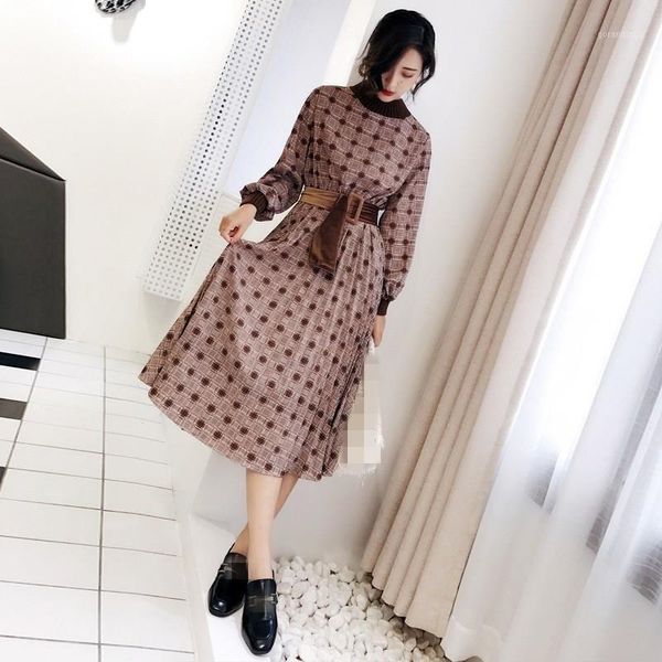 women autumn vintage a-line plaid dress lantern sleeve sashes maxi dress female elegant o-neck party1, Black;gray
women autumn vintage a-line plaid dress lantern sleeve sashes maxi dress female elegant o-neck party1, Black;gray