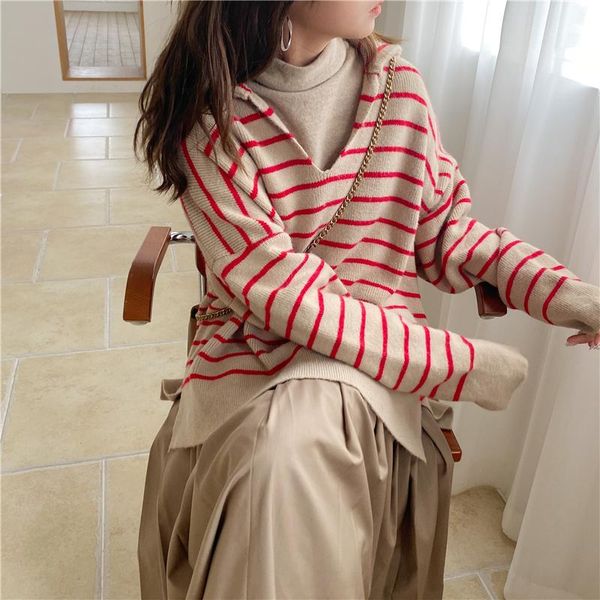 2021 spring women striped v-neck hooded sweater side split pullovers lady full sleeve jumper knitted elegance girl t0n859t, White;black
2021 spring women striped v-neck hooded sweater side split pullovers lady full sleeve jumper knitted elegance girl t0n859t, White;black
