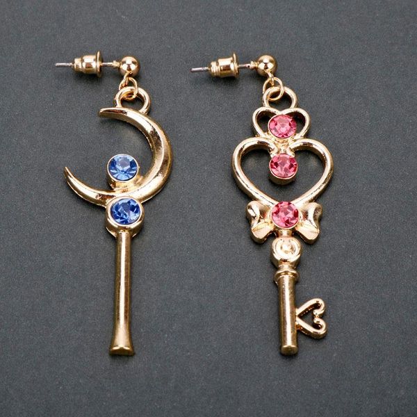 dongsheng japanese anime gold color moon with red blue crystal sailor moon magic wand key shape earrings for girls gifts-15, Silver
dongsheng japanese anime gold color moon with red blue crystal sailor moon magic wand key shape earrings for girls gifts-15, Silver