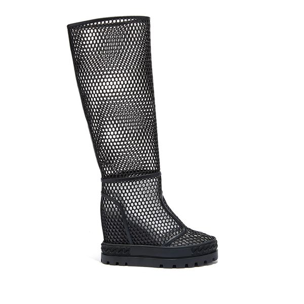 knitted roman woman hollow out of the knee summer ten iner height thick toe round foot wedge women's boots slither in cm8e, Black
knitted roman woman hollow out of the knee summer ten iner height thick toe round foot wedge women's boots slither in cm8e, Black