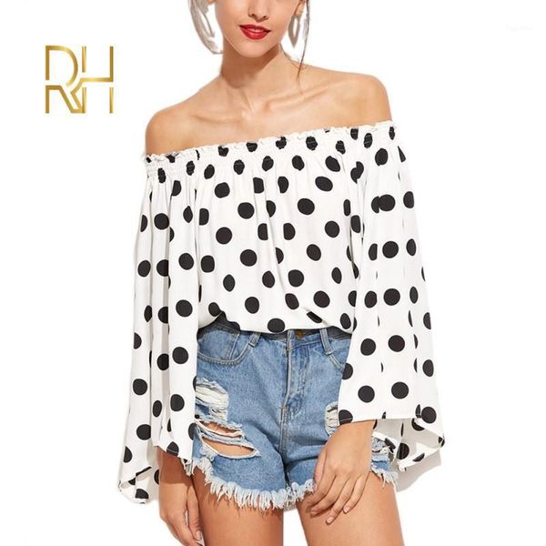 womens spring flounce long sleeves blouse ladies off shoulder elegant polka dot print loose casual chiffon shirt rh1, White
womens spring flounce long sleeves blouse ladies off shoulder elegant polka dot print loose casual chiffon shirt rh1, White