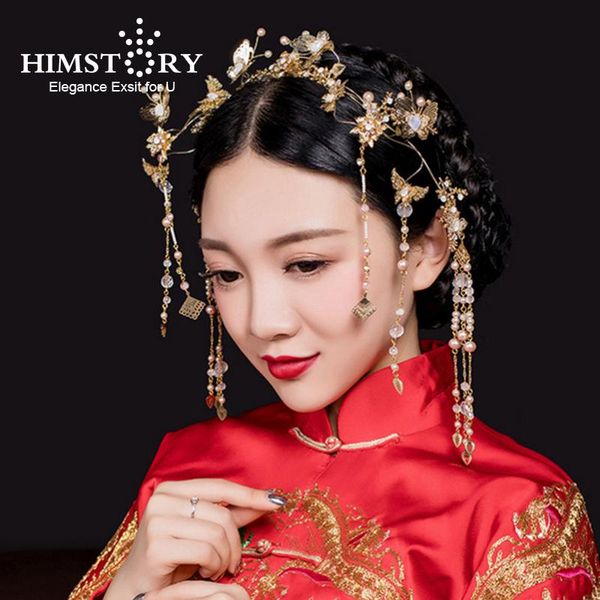 himstory chinese retro gold color vintage bridal hair accessories long tassel pearl phoenix coronet hairwear hair jewelry, Golden;silver
himstory chinese retro gold color vintage bridal hair accessories long tassel pearl phoenix coronet hairwear hair jewelry, Golden;silver