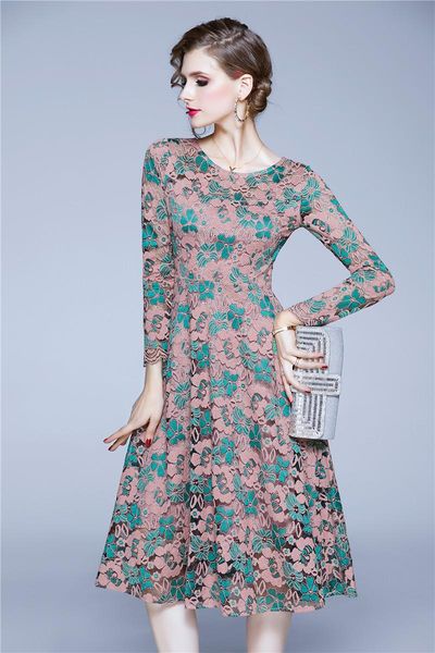 fashion designer women spring & autumn elegant party lace dress female vintage office o neck dresses vestidos, Black;gray
fashion designer women spring & autumn elegant party lace dress female vintage office o neck dresses vestidos, Black;gray