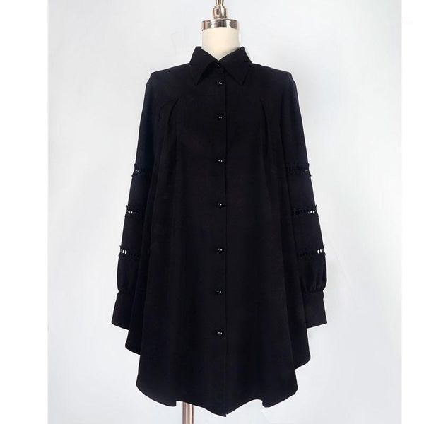 gothic black chiffon blouse long hollow out sleeve button down loose shirt by mitsuba1, White
gothic black chiffon blouse long hollow out sleeve button down loose shirt by mitsuba1, White