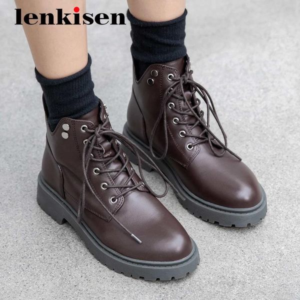 lenkisen 2020 new autumn shoes women leisure genuine leather cross-tied high fashion round toe thick med heels lace up boots l50, Black
lenkisen 2020 new autumn shoes women leisure genuine leather cross-tied high fashion round toe thick med heels lace up boots l50, Black