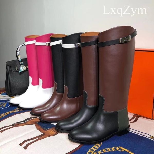 new winter shoes women natural leather long knight booties belt buckle strap metal lock low heel knee high boots mix color botas1, Black
new winter shoes women natural leather long knight booties belt buckle strap metal lock low heel knee high boots mix color botas1, Black