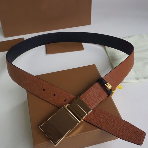 2020 new belt 3.5cm uses double-sided high-quality first-layer cow leather to make delicate leather, business and leisure high-end quality m, Black;brown