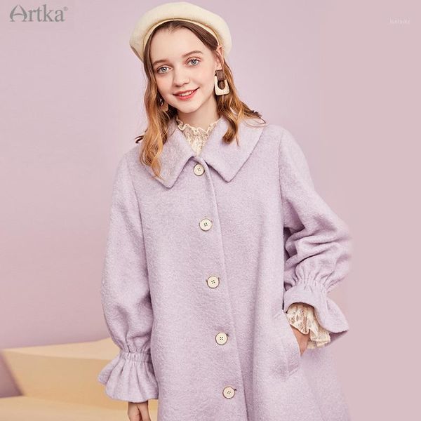 artka 2020 winter new women woolen coat elegant violet single breasted woolen coat lantern sleeve loose outwear fa25102d1, Black
artka 2020 winter new women woolen coat elegant violet single breasted woolen coat lantern sleeve loose outwear fa25102d1, Black