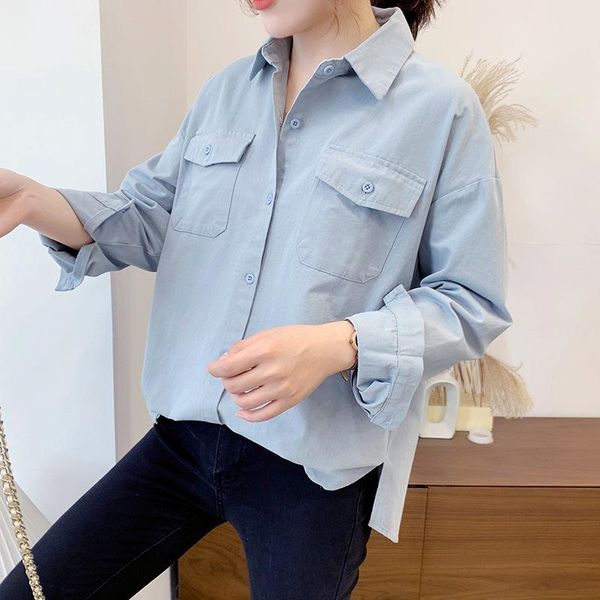 new cotton shirts for women loose korean-style double pockets all-match causel blouse retro loose coat spring autumn female, White
new cotton shirts for women loose korean-style double pockets all-match causel blouse retro loose coat spring autumn female, White