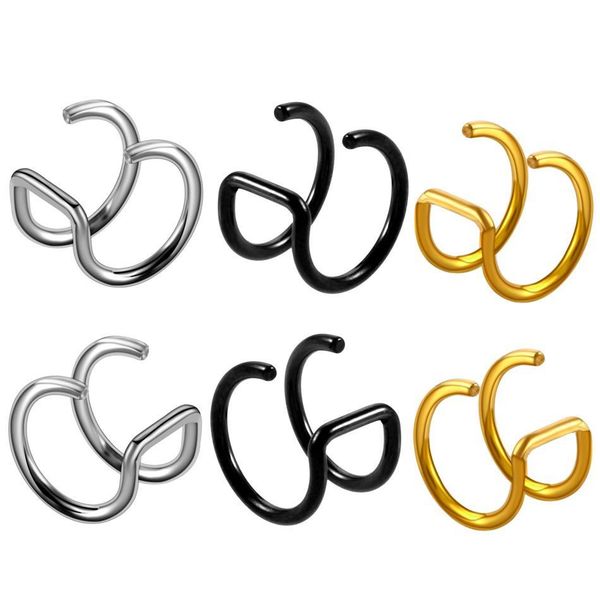 3pairs clip on wrap earring tragus stainless steel 2 rings ear cuff clip nose ring fake piercing body jewelry helix earrings q jllxfu, Silver
3pairs clip on wrap earring tragus stainless steel 2 rings ear cuff clip nose ring fake piercing body jewelry helix earrings q jllxfu, Silver