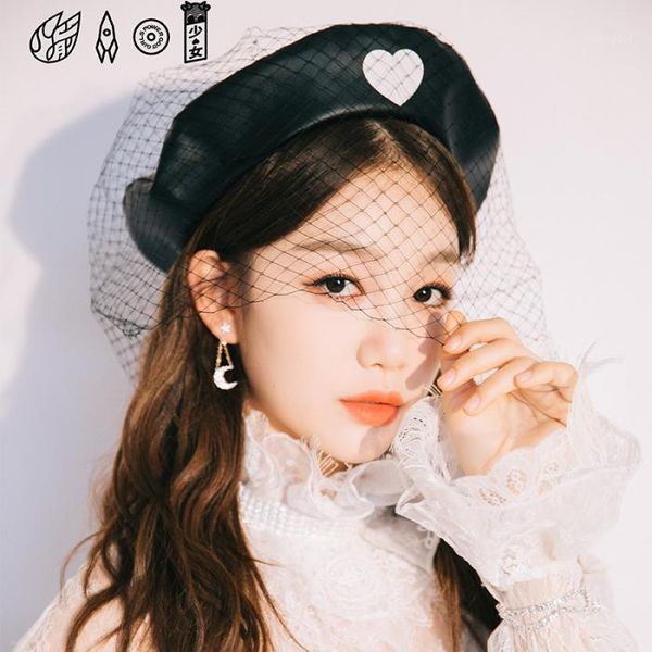 berets ms white gauze black beret temperament melting painter fashion hat joker cute1, Blue;gray
berets ms white gauze black beret temperament melting painter fashion hat joker cute1, Blue;gray