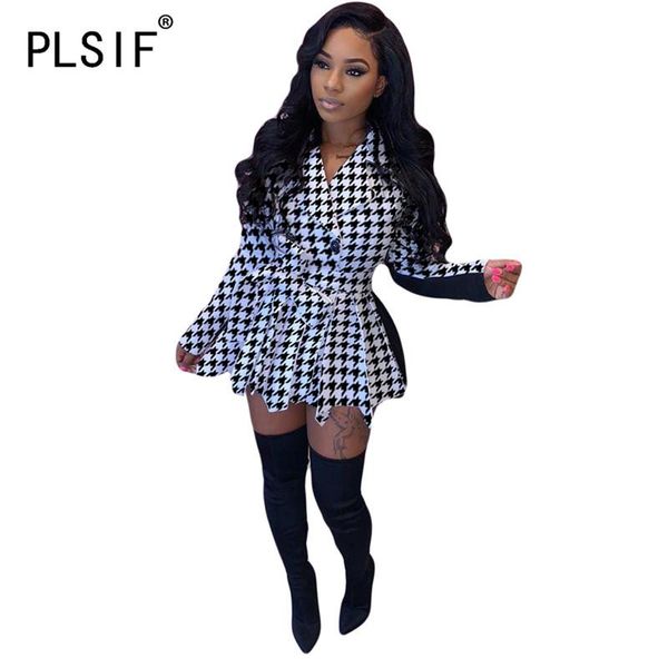 elegant temperament grid special design deep v neck fit and flare dress high street chic lady fashion women mini dress, Black;gray
elegant temperament grid special design deep v neck fit and flare dress high street chic lady fashion women mini dress, Black;gray