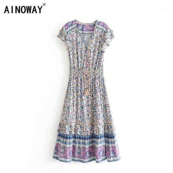 vintage chic women floral print short sleeve ruffles beach bohemian maxi dress ladies summer rayon cotton boho dress vestidos1, Black;gray
vintage chic women floral print short sleeve ruffles beach bohemian maxi dress ladies summer rayon cotton boho dress vestidos1, Black;gray