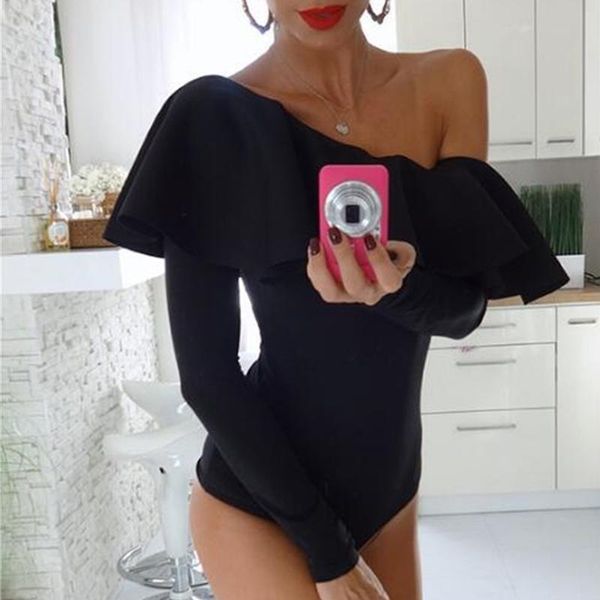 black off shoulder bodysuit ruffle oblique collar elegant body women long sleeve spring autumn skinny white jumpsuit femme, Black;white
black off shoulder bodysuit ruffle oblique collar elegant body women long sleeve spring autumn skinny white jumpsuit femme, Black;white