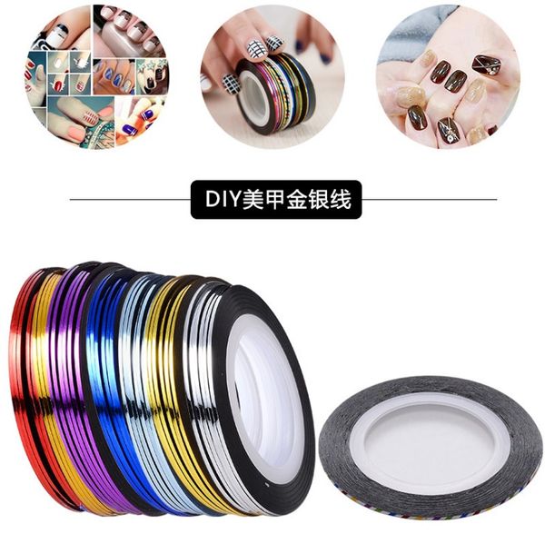 39 color nail striping decals foil tips laser tape line for diy 3d nail art tips decorations nail foil decals set, Black
39 color nail striping decals foil tips laser tape line for diy 3d nail art tips decorations nail foil decals set, Black
