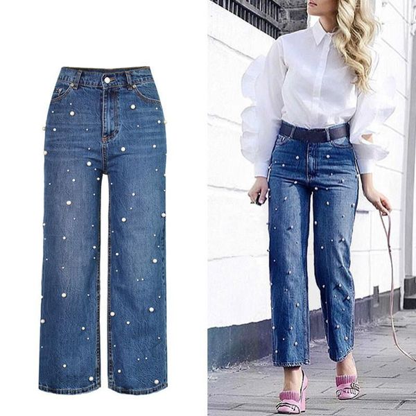 2020 vintage casual pearl female high waist denim wide leg pants mom jeans boyfriend ripped jeans for women skinny women1, Blue
2020 vintage casual pearl female high waist denim wide leg pants mom jeans boyfriend ripped jeans for women skinny women1, Blue