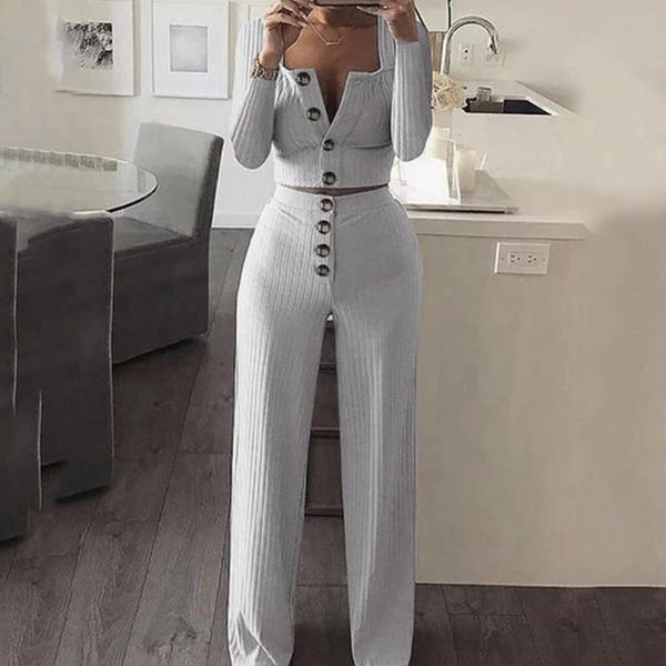 elegant single breasted crop two piece set solid autumn winter long sleeve women set long pants 2 piece tracksuit for women, Gray
elegant single breasted crop two piece set solid autumn winter long sleeve women set long pants 2 piece tracksuit for women, Gray