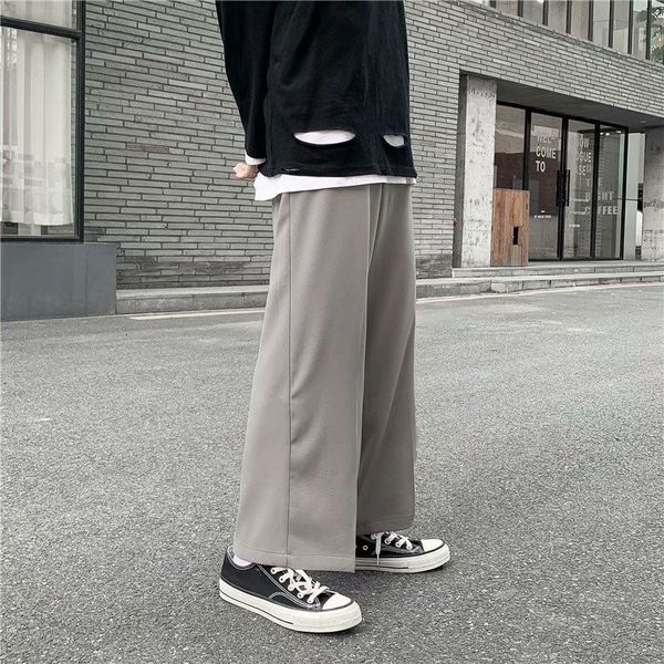 summer thin ice silk trousers straight men's trend casual capris loose wide leg pants, Black
summer thin ice silk trousers straight men's trend casual capris loose wide leg pants, Black