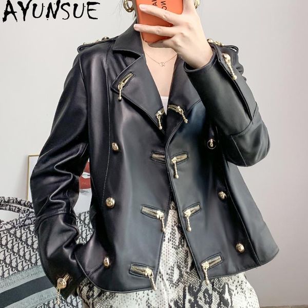women's leather & faux ayunsue 2021 jacket genuine sheepskin coat female korean coats and jackets women spring autumn chaqueta mujer, Black
women's leather & faux ayunsue 2021 jacket genuine sheepskin coat female korean coats and jackets women spring autumn chaqueta mujer, Black
