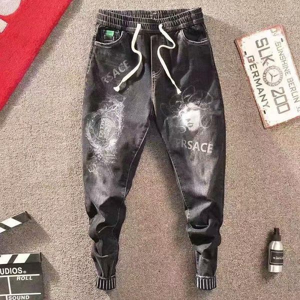 spring autumn 2021 fashion drawstring elastic waist printed men's jeans stretch slim fit trousers casual leg feet harem pants1, Blue
spring autumn 2021 fashion drawstring elastic waist printed men's jeans stretch slim fit trousers casual leg feet harem pants1, Blue