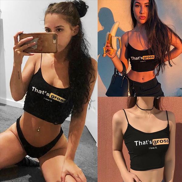 women letter print overlap cross sling crop tank vest thats gross i love it womens letter printed camisole, White
women letter print overlap cross sling crop tank vest thats gross i love it womens letter printed camisole, White