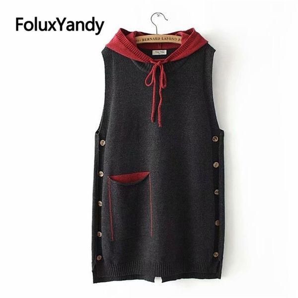 casual hooded knitted vests women spring autumn outerwear pockets loose plus size sleeveless vest kkfy3195 201214, Black;white
casual hooded knitted vests women spring autumn outerwear pockets loose plus size sleeveless vest kkfy3195 201214, Black;white