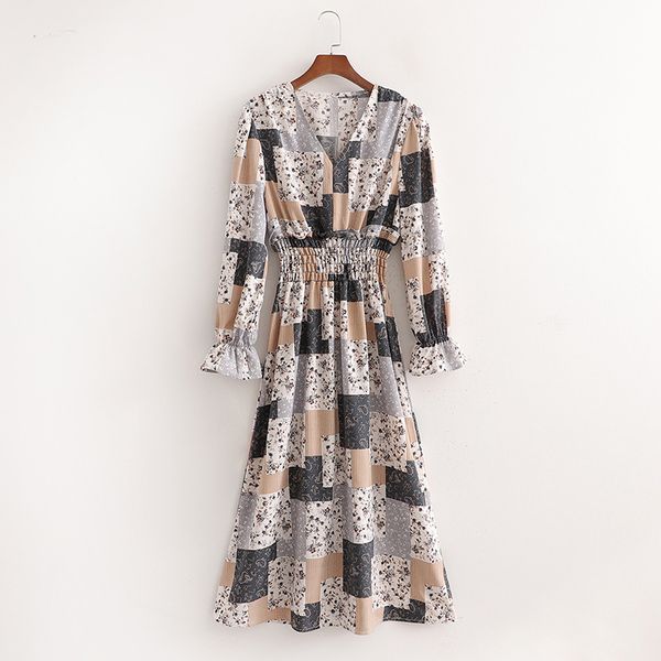 2021 new womens ruffles dress full sleeve neck floral print high street long clothing spring summer vxqt, Black;gray
2021 new womens ruffles dress full sleeve neck floral print high street long clothing spring summer vxqt, Black;gray