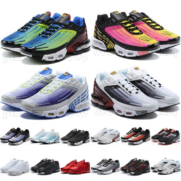 plus iii 3 tn tuned mens running shoes triple black laser blue crimson red radiant mens women running shoes all white trainers sneakers 
plus iii 3 tn tuned mens running shoes triple black laser blue crimson red radiant mens women running shoes all white trainers sneakers