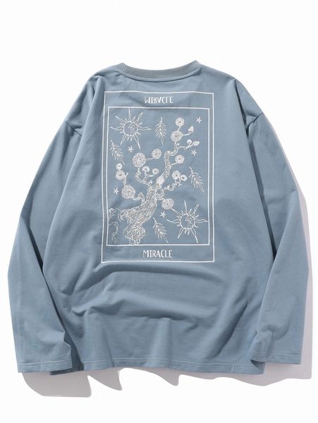 men floral and letter graphic long sleeve tee s0eq#, White;black