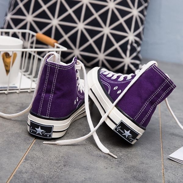 spring solid color purple women's casual shoes vulcanized sneakers women high canvas flats shoe lace up footwear y200424, Black
spring solid color purple women's casual shoes vulcanized sneakers women high canvas flats shoe lace up footwear y200424, Black