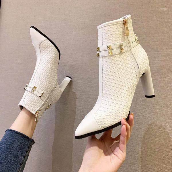 all match pointed toe knit rivet ankle boots women shoes fall winter 2020 high heels boots leather booties party shoe1, Black
all match pointed toe knit rivet ankle boots women shoes fall winter 2020 high heels boots leather booties party shoe1, Black