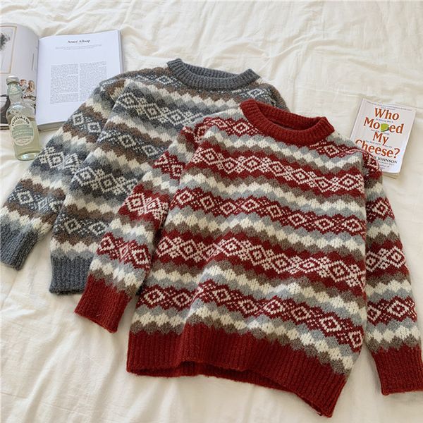 women sweater loose oversize warm cotton casual pullover thick sweater knitted female christmas h1211, White;black
women sweater loose oversize warm cotton casual pullover thick sweater knitted female christmas h1211, White;black